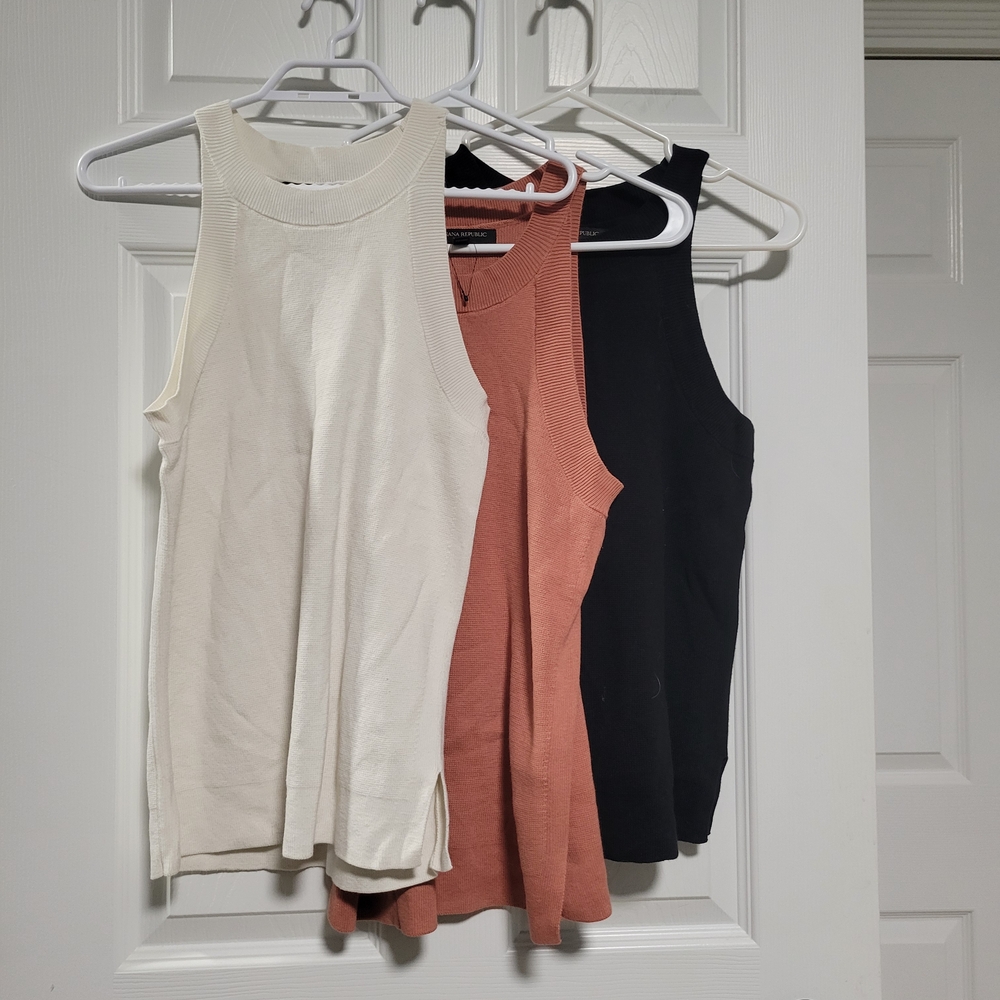 Sleeveless Women's Tops - Cream, Tan, and Black